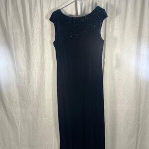 NWT J.R. Nites by Caliendo Formal Sequin Velour Dress in Navy - Size 14